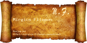Mirgics Filemon névjegykártya